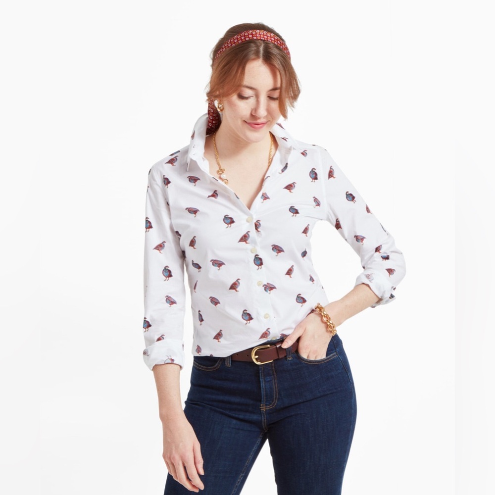 🆕 Schōffel: 🤍🤍Norfolk Shirt French Partridge Print Button Shirt🤍🤍